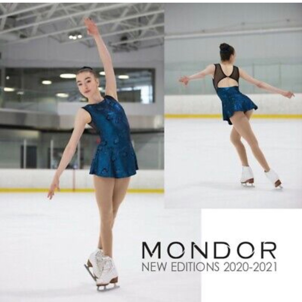 MONDOR Sleeveless Glitter Figure Skating Competition Dress - Size 10-12